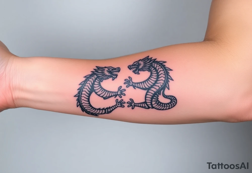 2 dragons symbolizing inner conflict tattoo idea