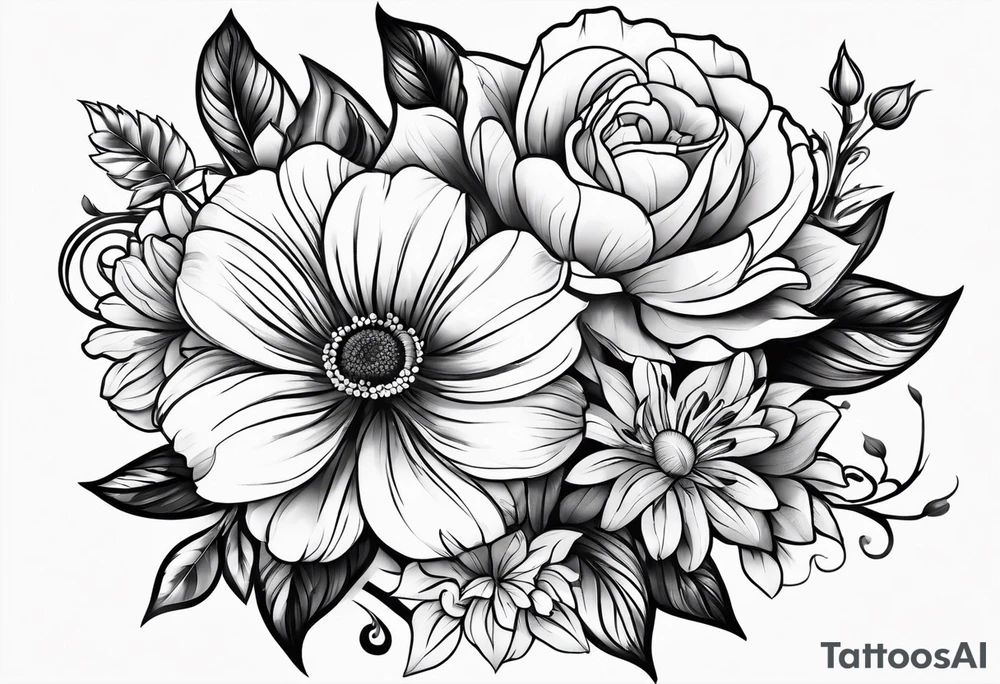 ornaments of flowers tattoo idea
