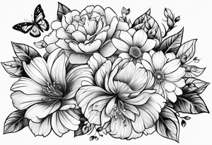 floral design with butterflies tattoo idea