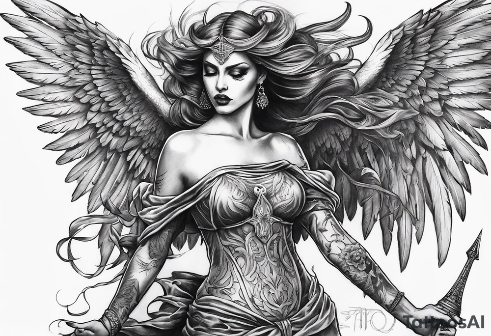 Angel of death dancing with the devil tattoo idea