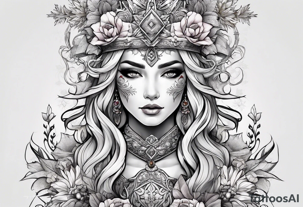 snowflake warrior, flower tattoo idea
