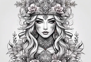 snowflake warrior, flower tattoo idea