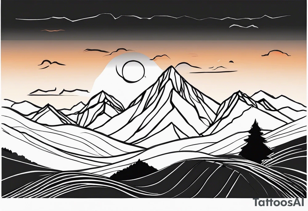 Sunset Over Mountains tattoo idea