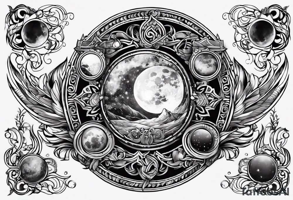 viking moon and sun tattoo idea