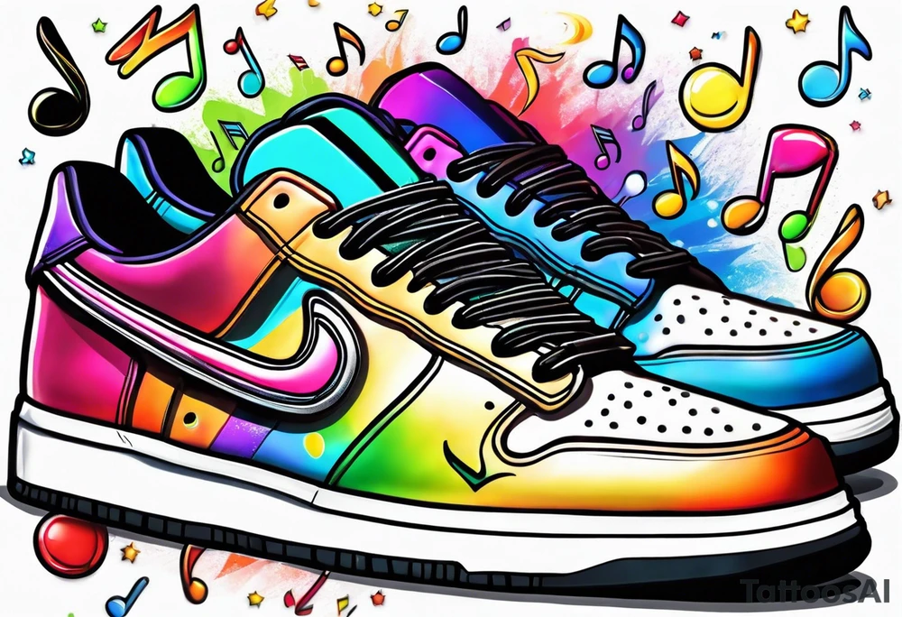 gay symbol , sneakers and music notes tattoo idea