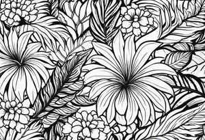 Fern leaf and flower tattoo idea