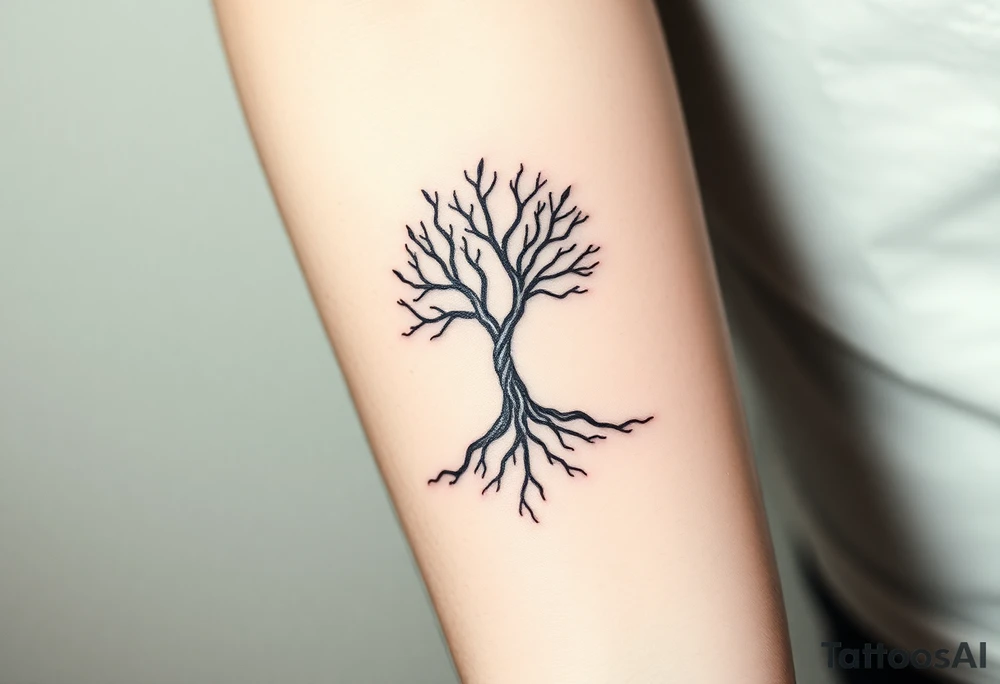 Design a tattoo symbolizing personal rebirth and freedom. or tree emerging from darkness, representing overcoming addiction, self-love, and inner strength. Include dates 21.02 and 22.02 as subtle elements. Style: minimalistic, meaningful, with clean lines and hope-driven symbolism. tattoo idea