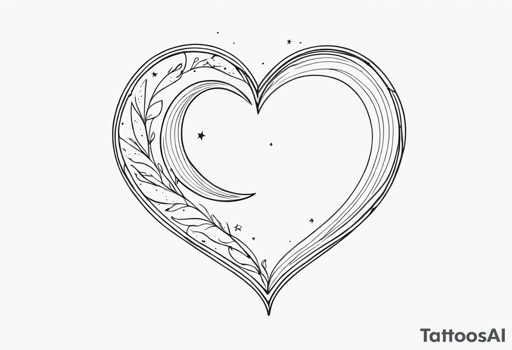 Crescent moon with a love heart inside tattoo idea