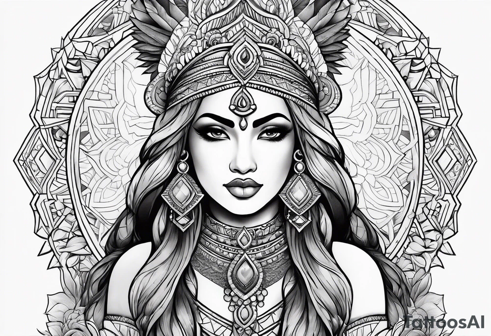 A valley with an Indian goddess tattoo idea