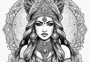 A valley with an Indian goddess tattoo idea