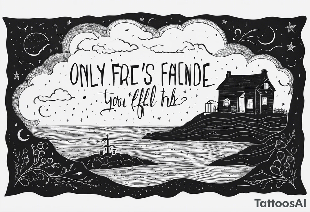 Tattoo the lyrics
 "Weathered and fading
Who feels alone in the world?
You do
Too complicated
It's not the same anymore
You're through"

from the song "Only Friend" - Wallows

include little icons relevant to the song like the earth or a rainy cloud (examples_ tattoo idea