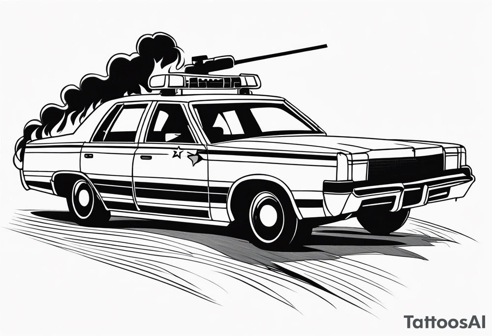 Police car on fire tattoo idea