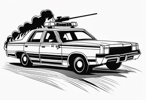 Police car on fire tattoo idea