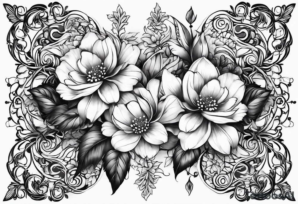 pattern flowers lace tattoo idea