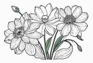 Narcissus, Chrysanthemum, Cosmos, snow drop tattoo idea