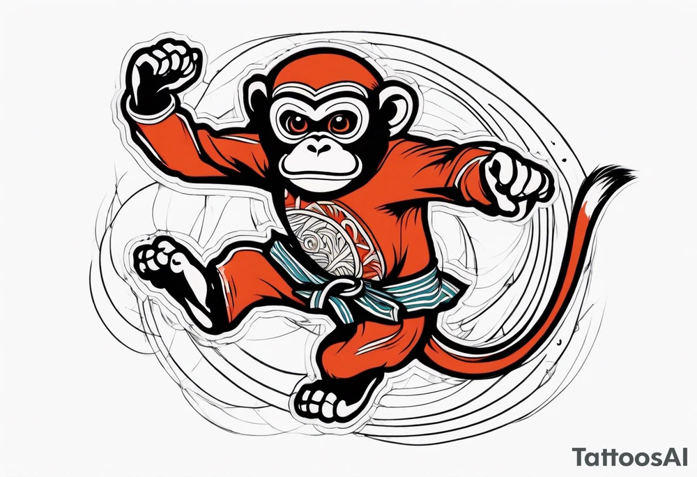 traditional japanese art jumping monkey tattoo idea