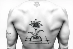 bathroom with lily coming up out of tile floor tattoo idea