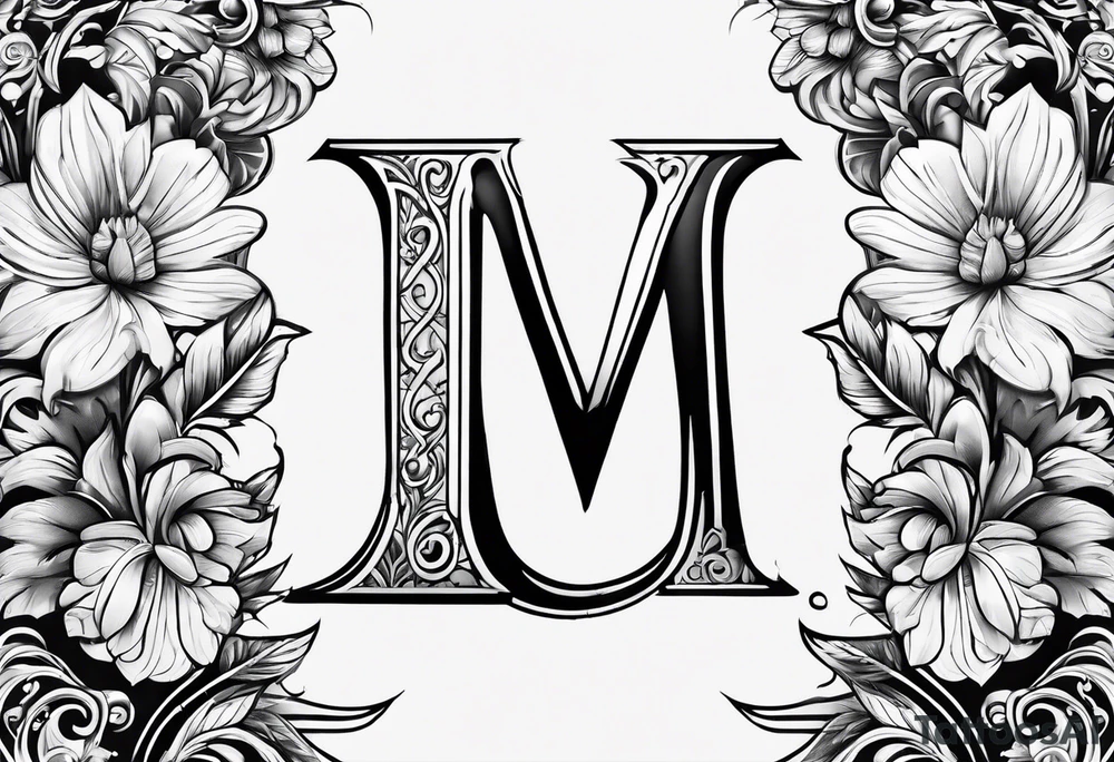 Letter M and letter S with heart tattoo idea