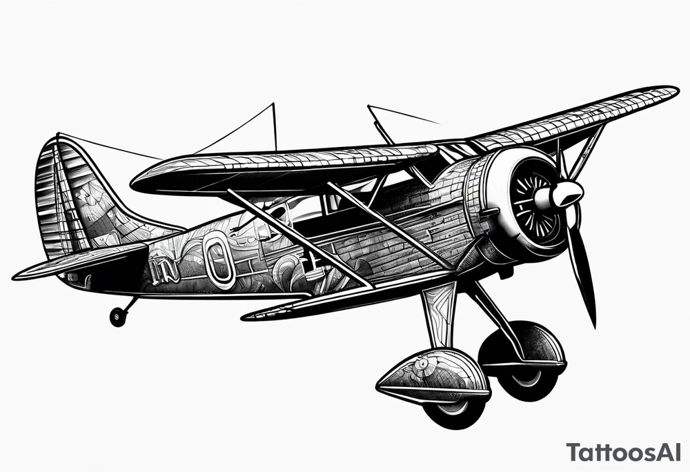 sketch of adventure plane in perspective from the bottom tattoo idea
