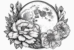 Moon and carnation tattoo idea