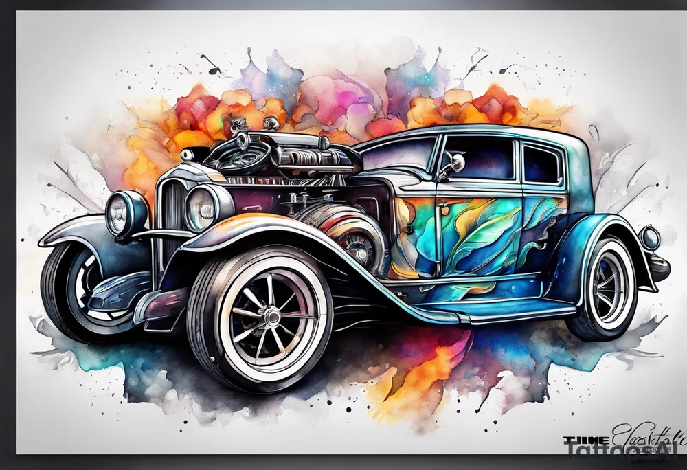 futuristic time machine car tattoo idea