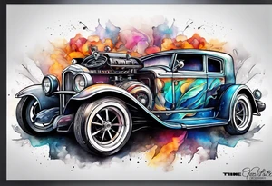 futuristic time machine car tattoo idea