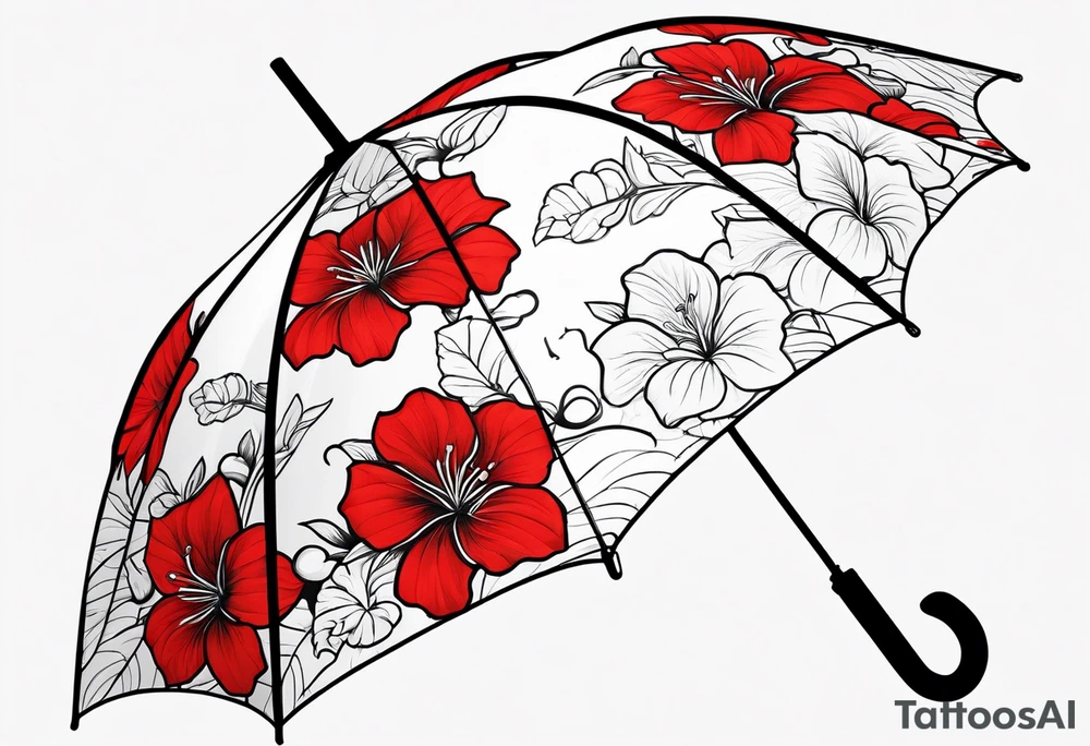 Umbrella with red geraniums tattoo idea