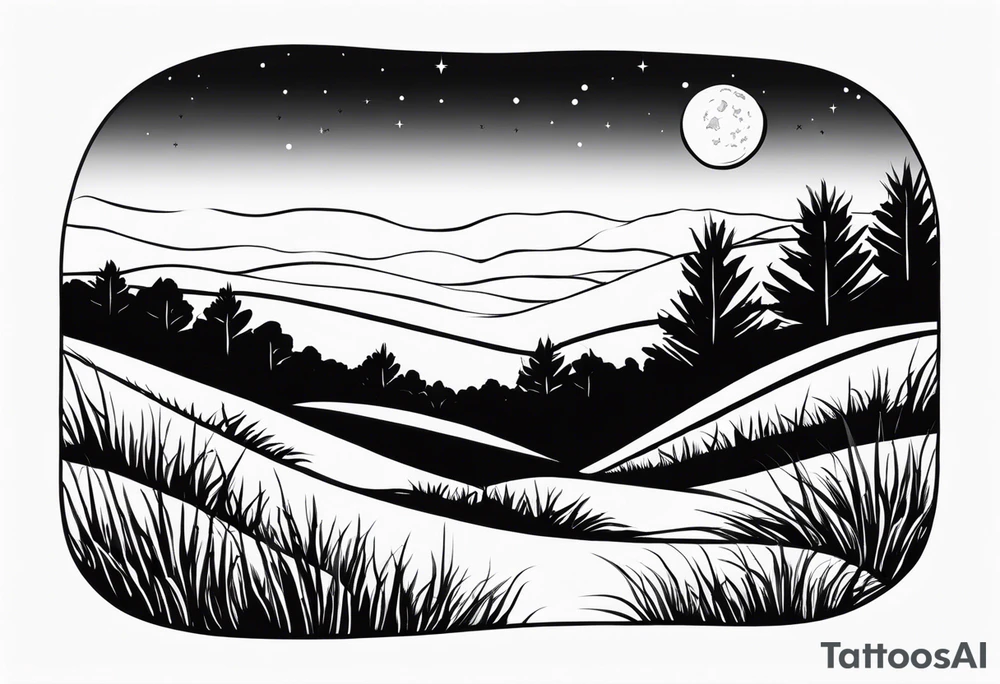 the moon shining down onto a patch of grass tattoo idea the moon shining down onto a patch of grass tattoo idea