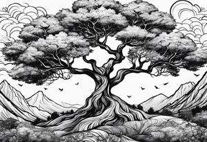 Three trees fineline tattoo idea