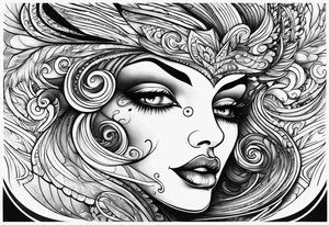 elongated cartoon face mouth open white eyes tattoo idea