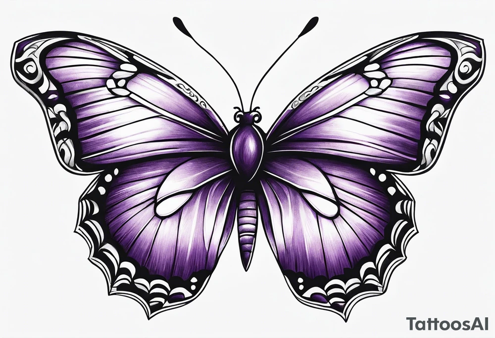 Purple butterfly flying tattoo idea