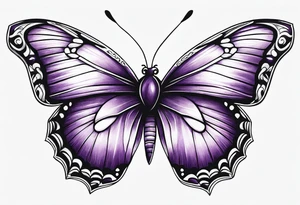Purple butterfly flying tattoo idea