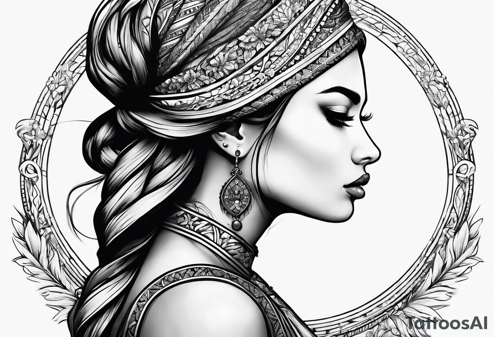 Praying Christian woman side view tattoo idea