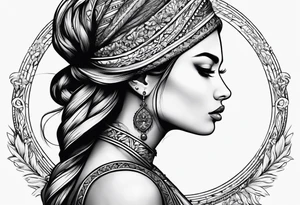 Praying Christian woman side view tattoo idea