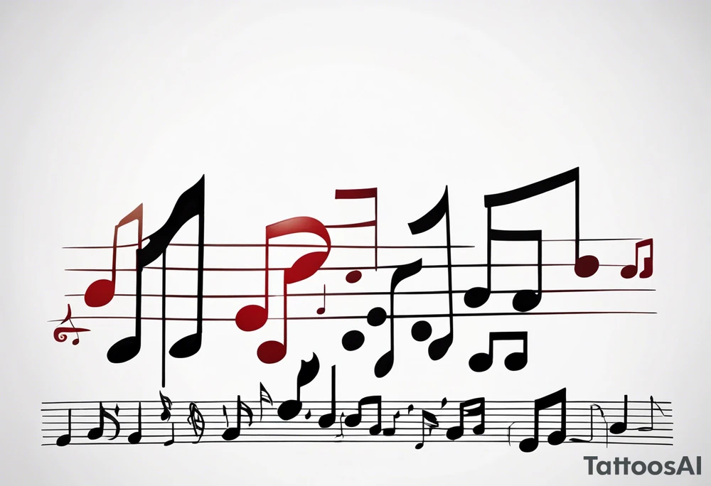 Musical notes connecting toddlers dancing tattoo idea