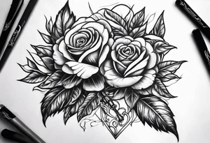 Dagger stabbing roses tattoo idea