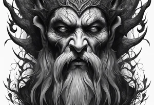 creepy Leshy demon tattoo idea