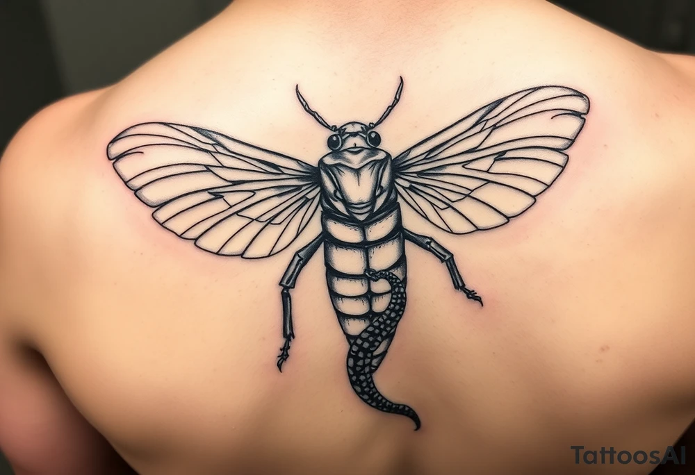 Cicada with snake tattoo idea