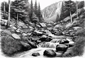 Stream going to waterfall from path tattoo idea