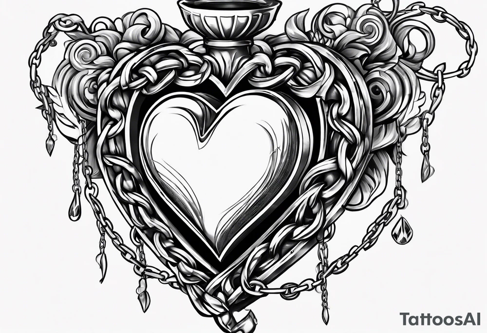 Heart wrapped in chains tattoo idea