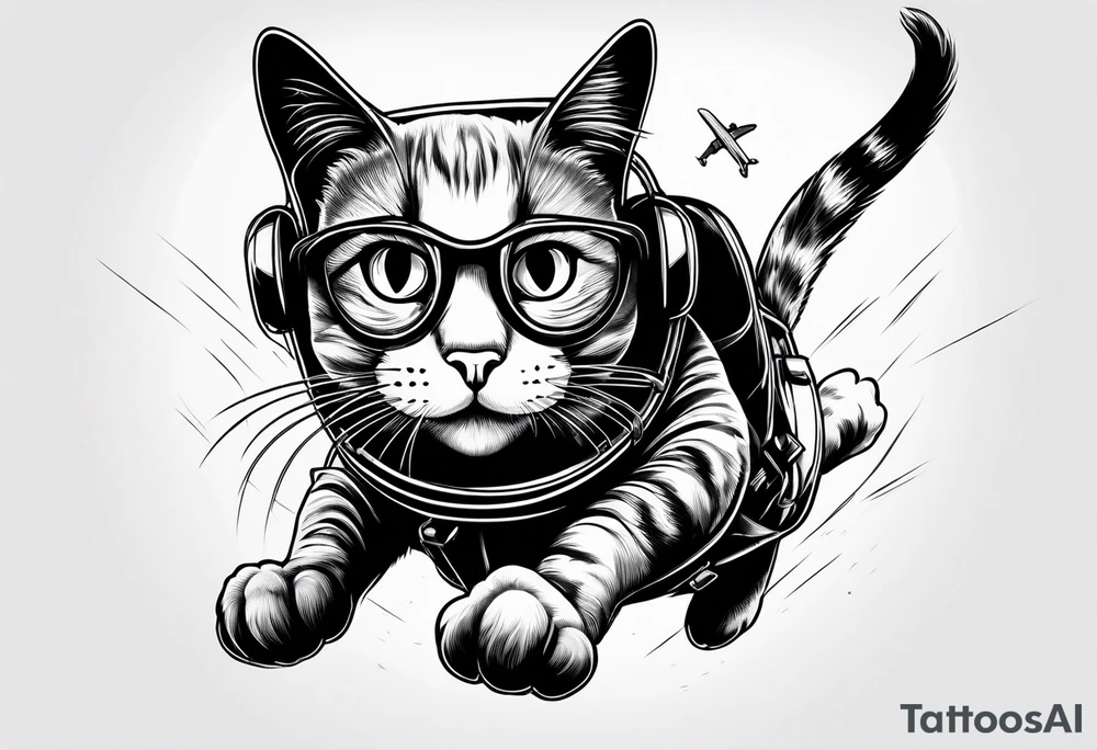 a cat going skydiving tattoo idea