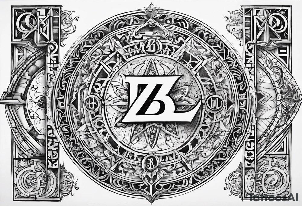 I want to get a tattoo with the letters corresponding to B and Z in the Enochian alphabet. I want the tattoo to mean something that protects me. tattoo idea