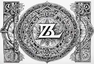 I want to get a tattoo with the letters corresponding to B and Z in the Enochian alphabet. I want the tattoo to mean something that protects me. tattoo idea