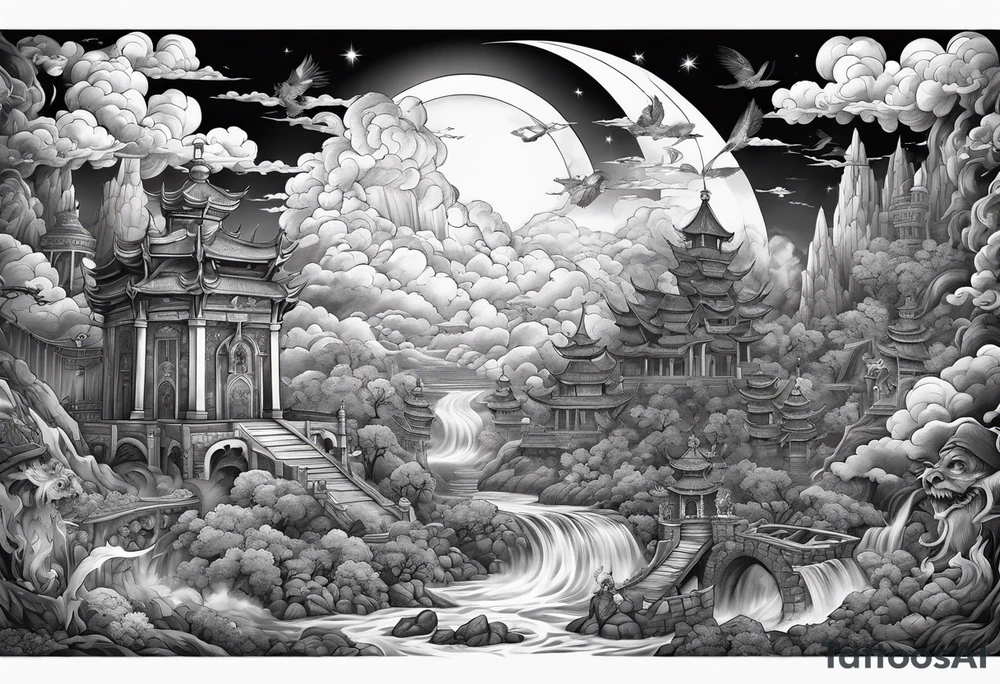 Hell fighting heaven tattoo idea