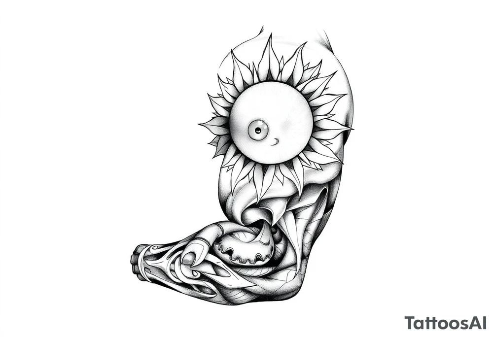 Left arm sleeve. I already have a sun on my deltoid made out of stone. tattoo idea