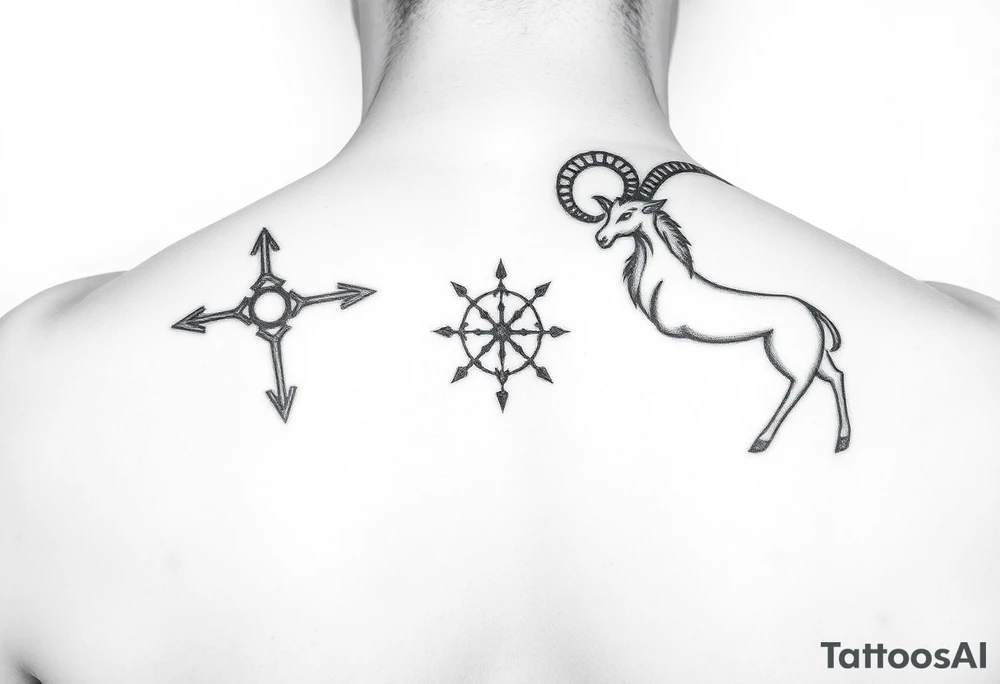 I would like a very small tattoo for behind the ear of the zodiac symbols for sagittarius and capricorn, in ONE combined tattoo tattoo idea