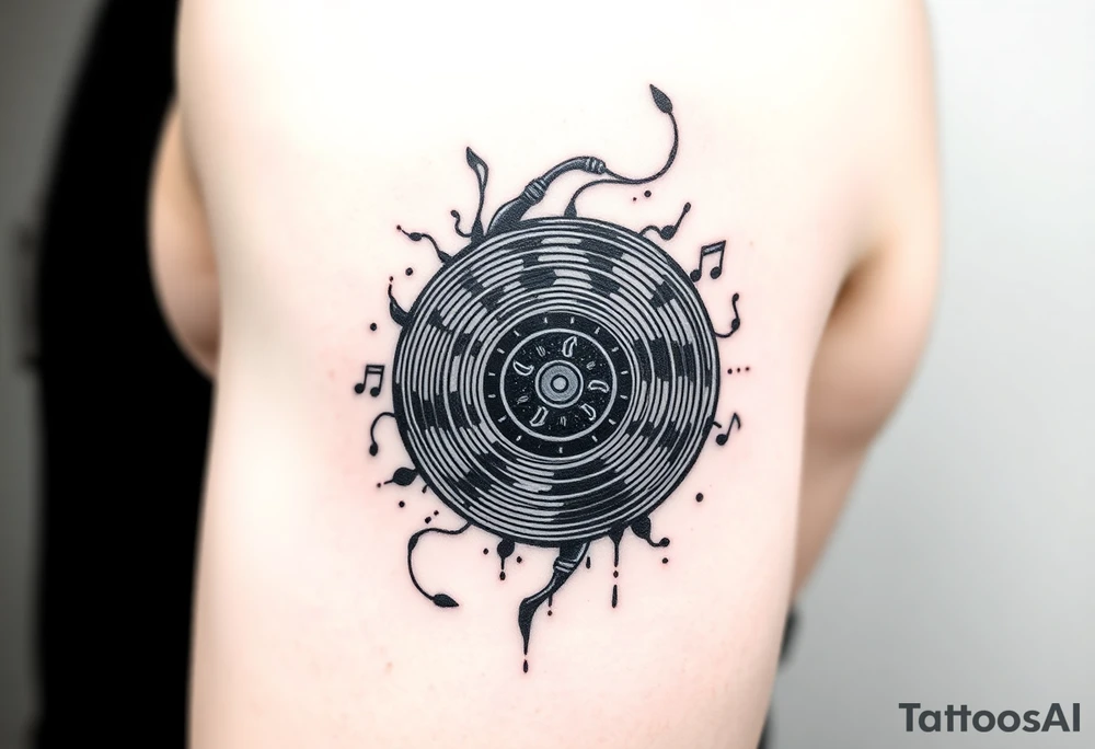 vinyl records as an expression of love for house music tattoo idea