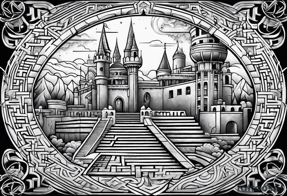 labyrinth Maze castle tattoo idea