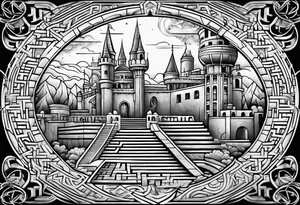 labyrinth Maze castle tattoo idea