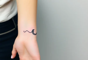 I want a small simple silhouette lines black and white wrist princess like girl snake tattoo that has number 12821 on its body along and also I want it to represent feminine energy crown queen Cycle tattoo idea